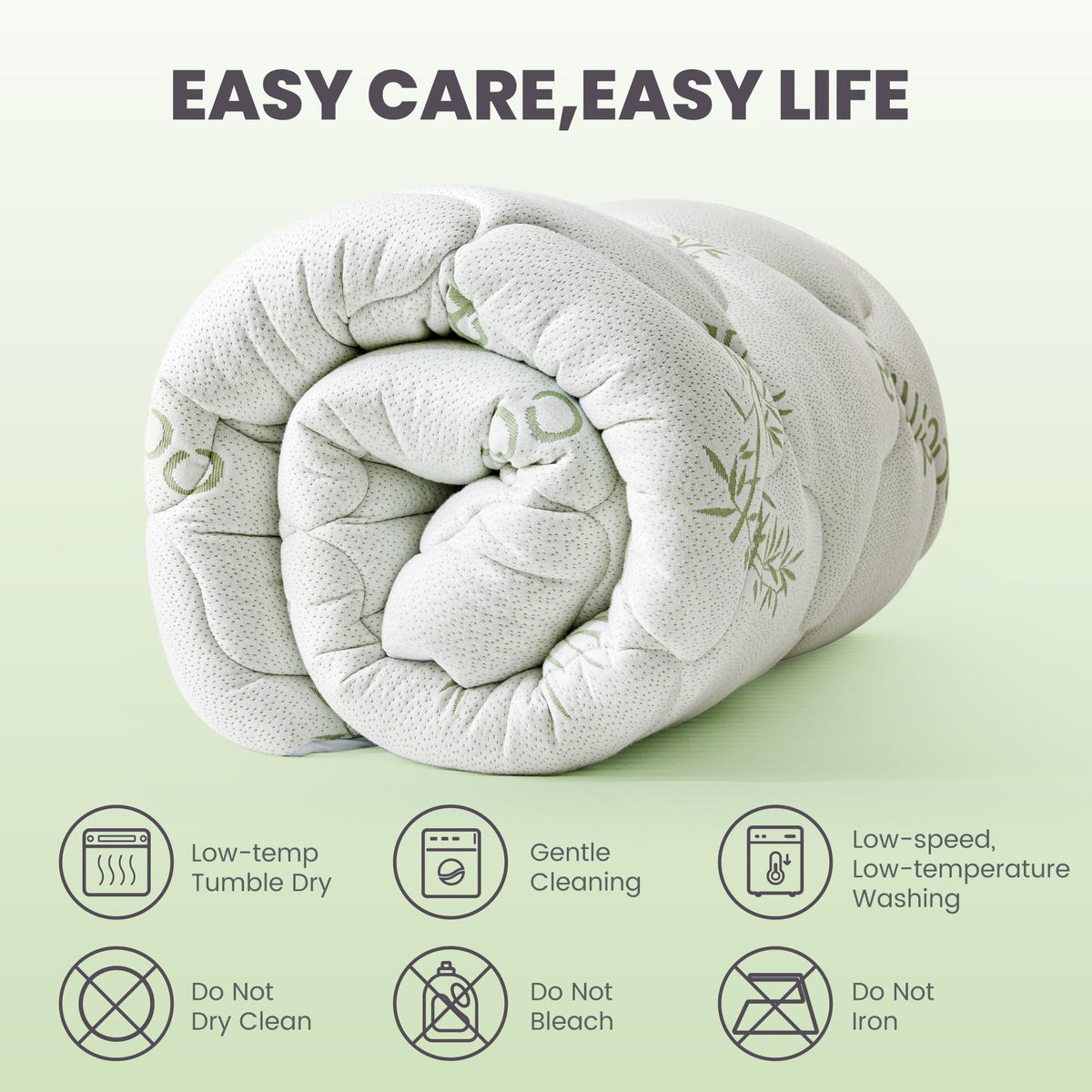 BDEUS Queen Mattress Topper Viscose Derived from Bamboo Extra Thick Mattress Pad, Ultra Soft Cooling Mattress Protector Cover with 21" Deep Pocket for Back Pain Relief