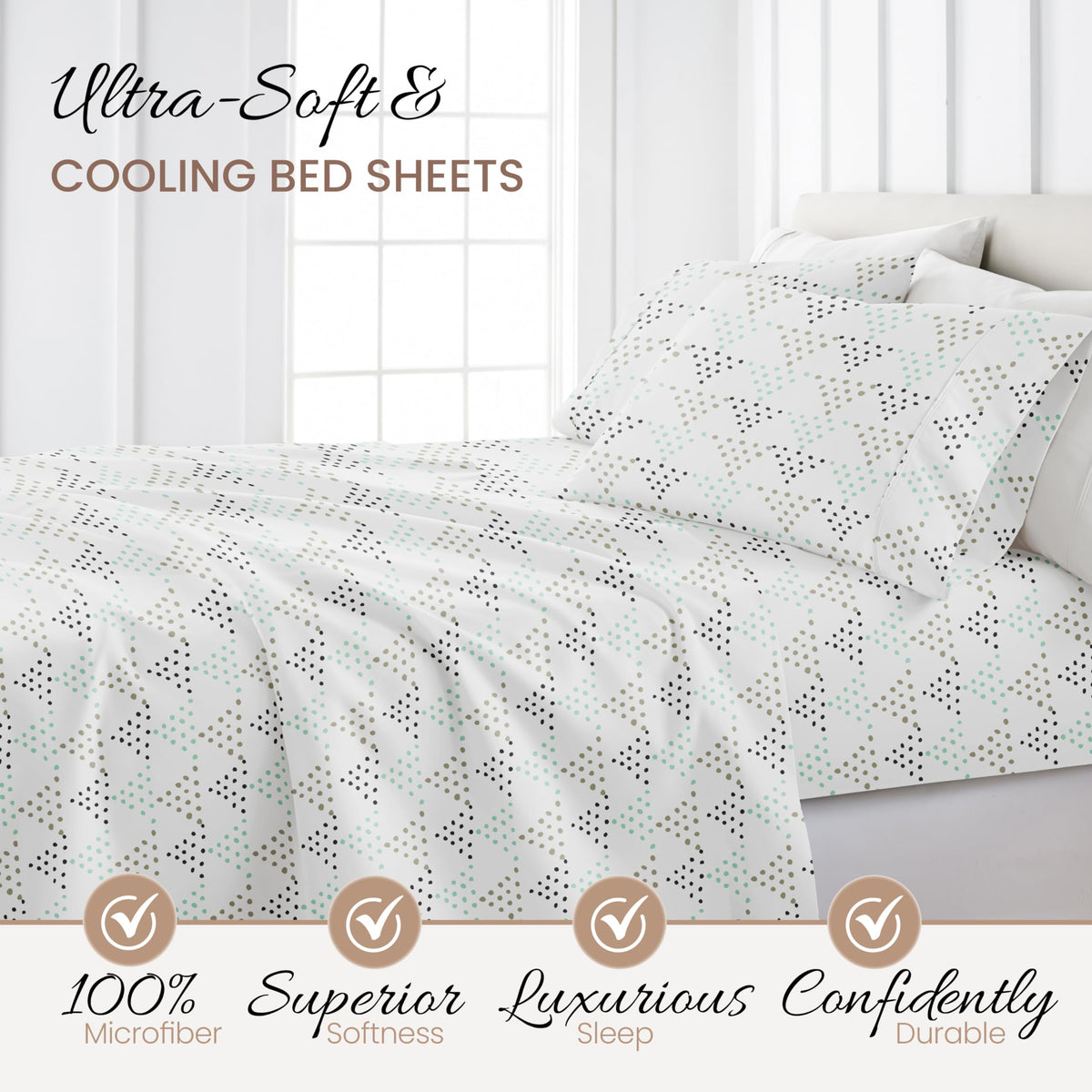 Linen Market 4 Piece Full Bedding Sheet Set (Light Gray Dots) - Sleep Better Than Ever with These Ultra-Soft & Cooling Bed Sheets for Your Full Size Bed - Deep Pocket Fits 16" Mattress