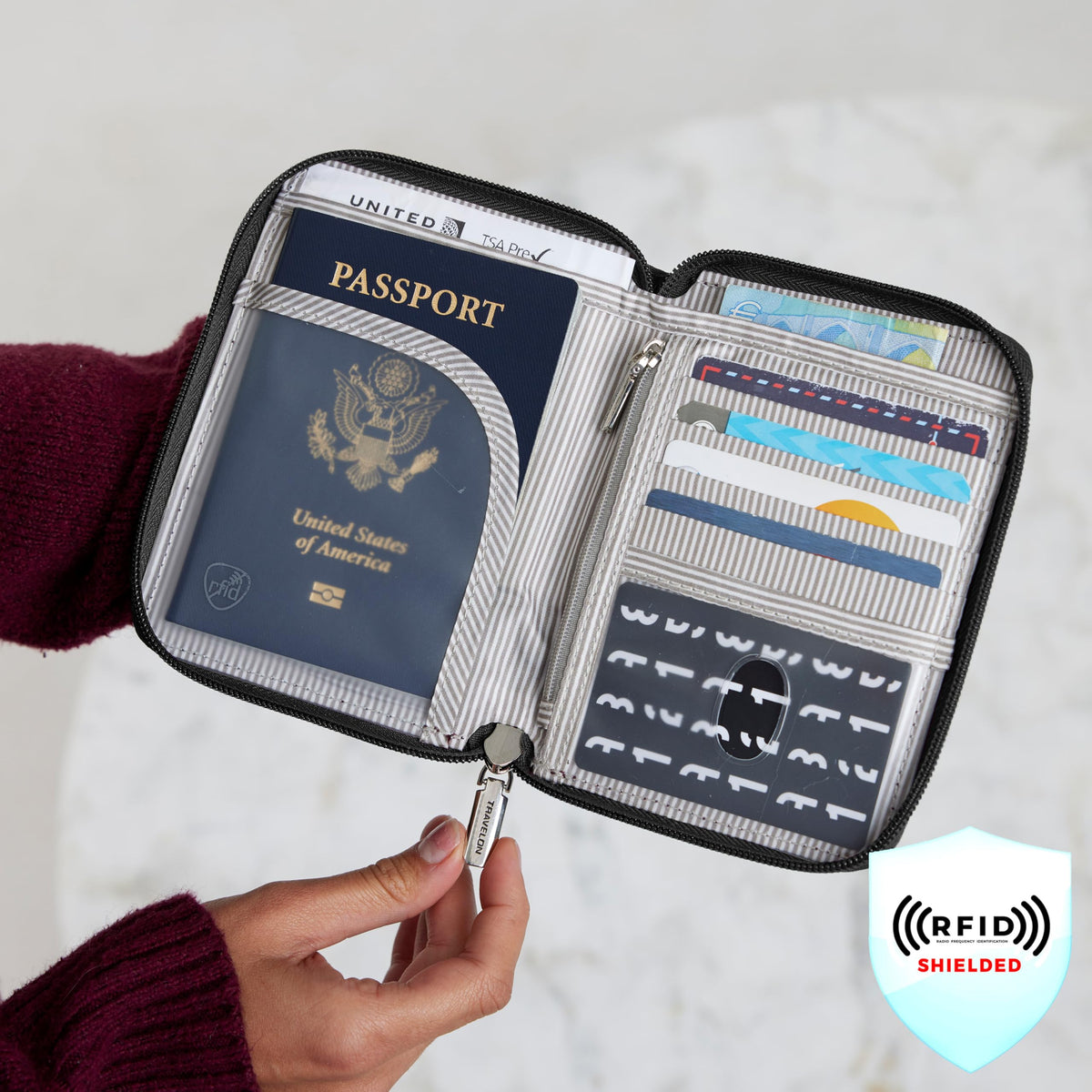 Travelon RFID Blocking Passport Zip Wallet