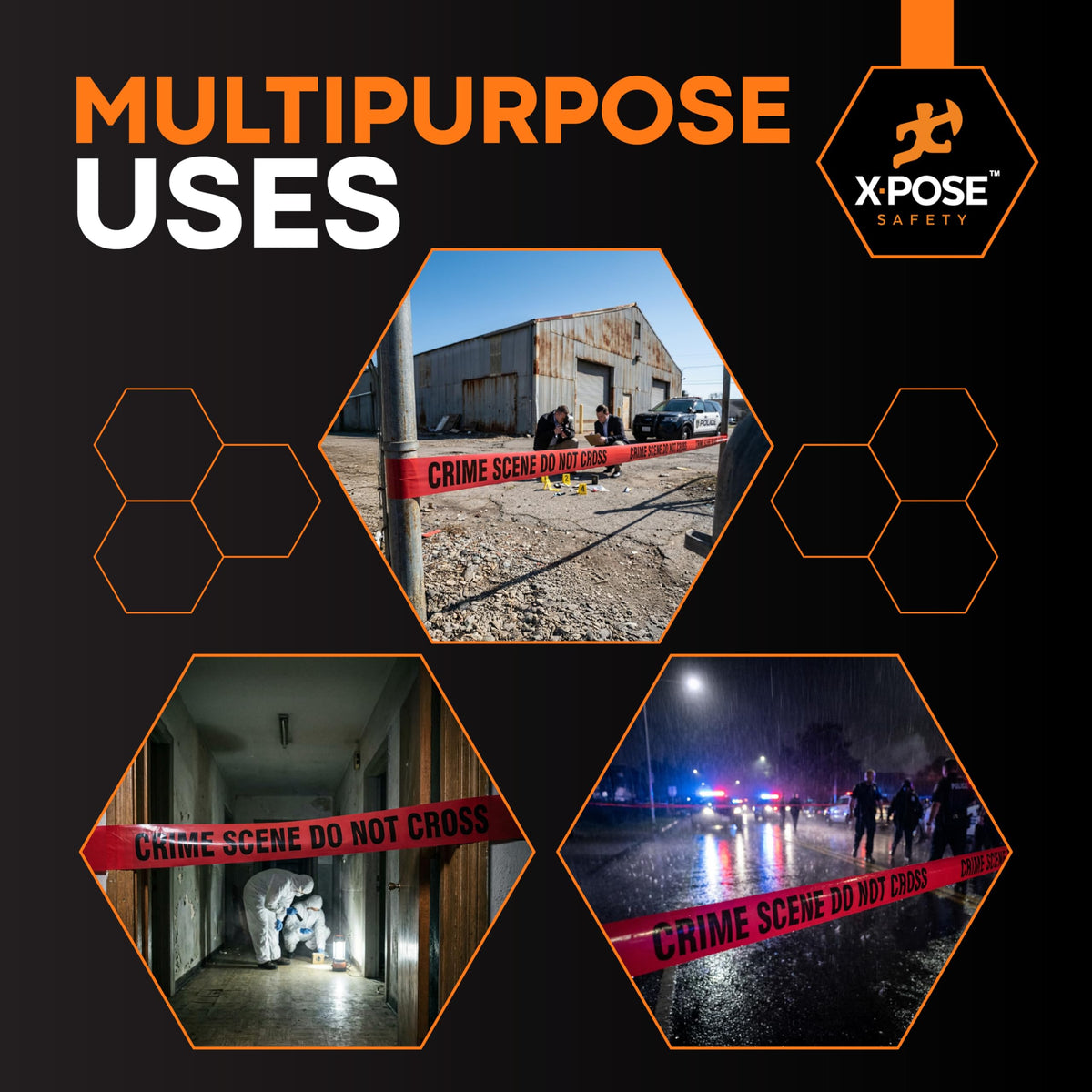 Xpose Safety 3 Mil Red Crime Scene Do Not Cross Tape – (32 Rolls) – 3" x 1000' High-Visibility Barricade Tape for Construction Sites, Hazards, Crime Scenes