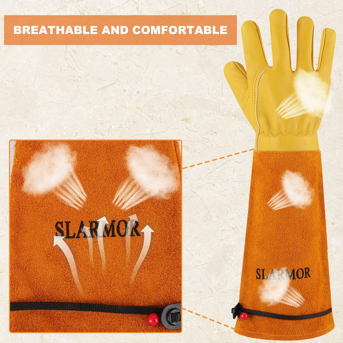 SLARMOR Long Gardening-Gloves Women/Men-Thorn proof Rose Pruning Heavy Duty Gauntlet-M