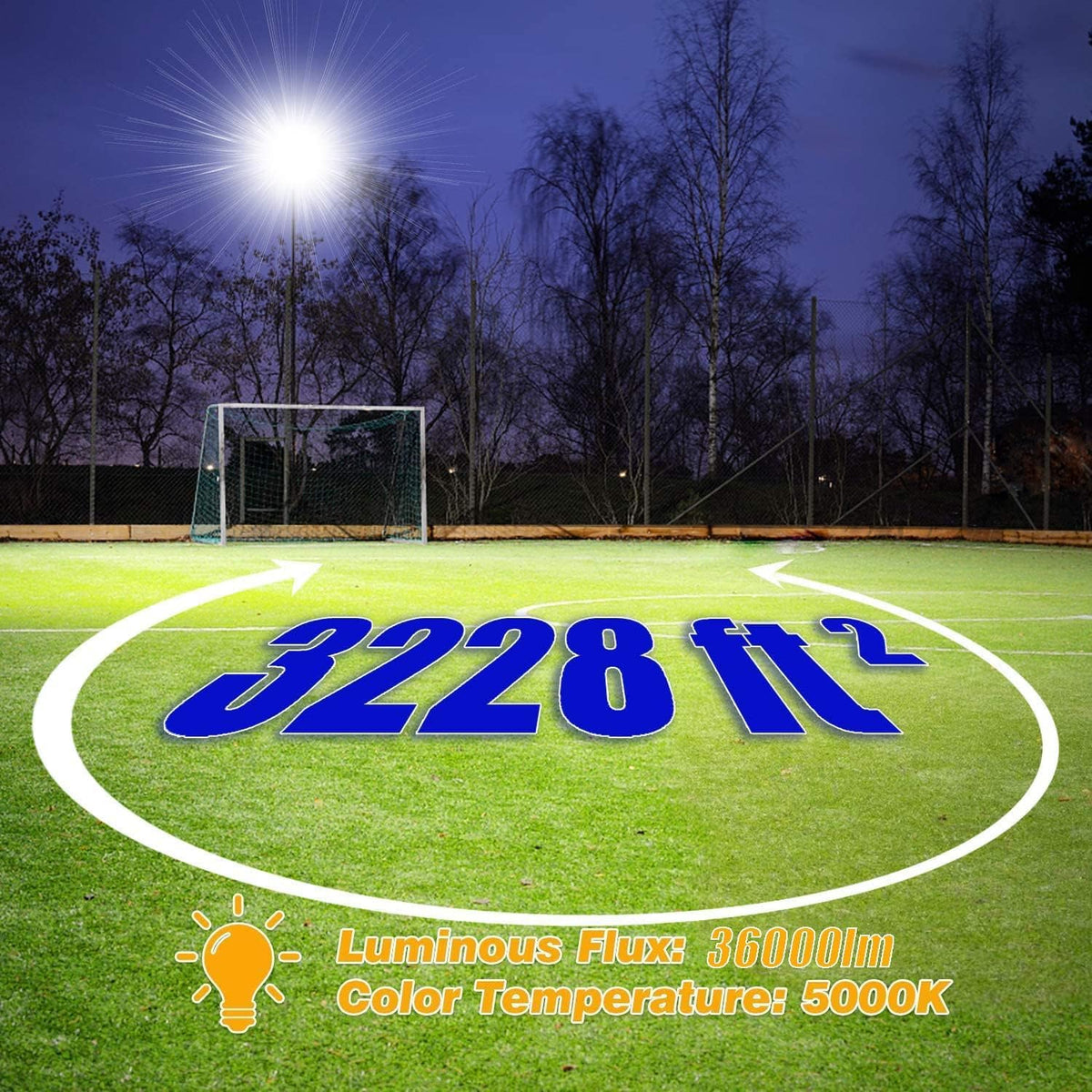 Juyace 3-Pack LED Parking Lot Lights, 240W 36000LM Dusk to Dawn Stadium Flood Light, 5000K IP65 Waterproof Commercial Area Lighting for Sports Court, Arena, Field, Security 110-277V
