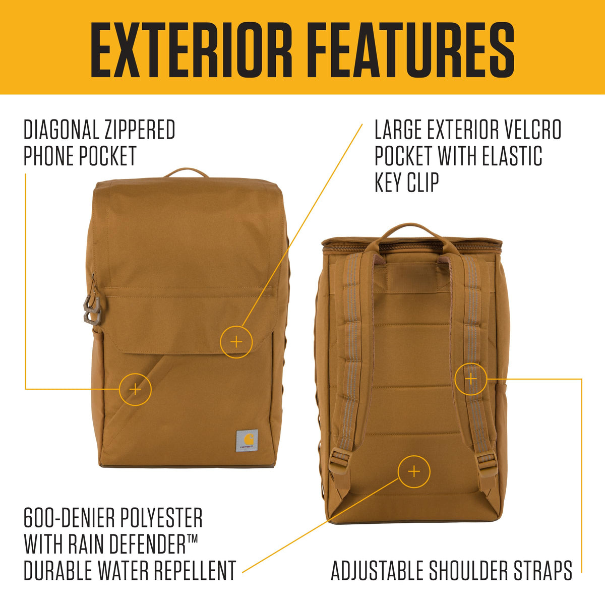 Carhartt 21L Top-Load Backpack, Durable Water Resistant Coated Canvas Base W/ 17" Laptop Sleeve, Black