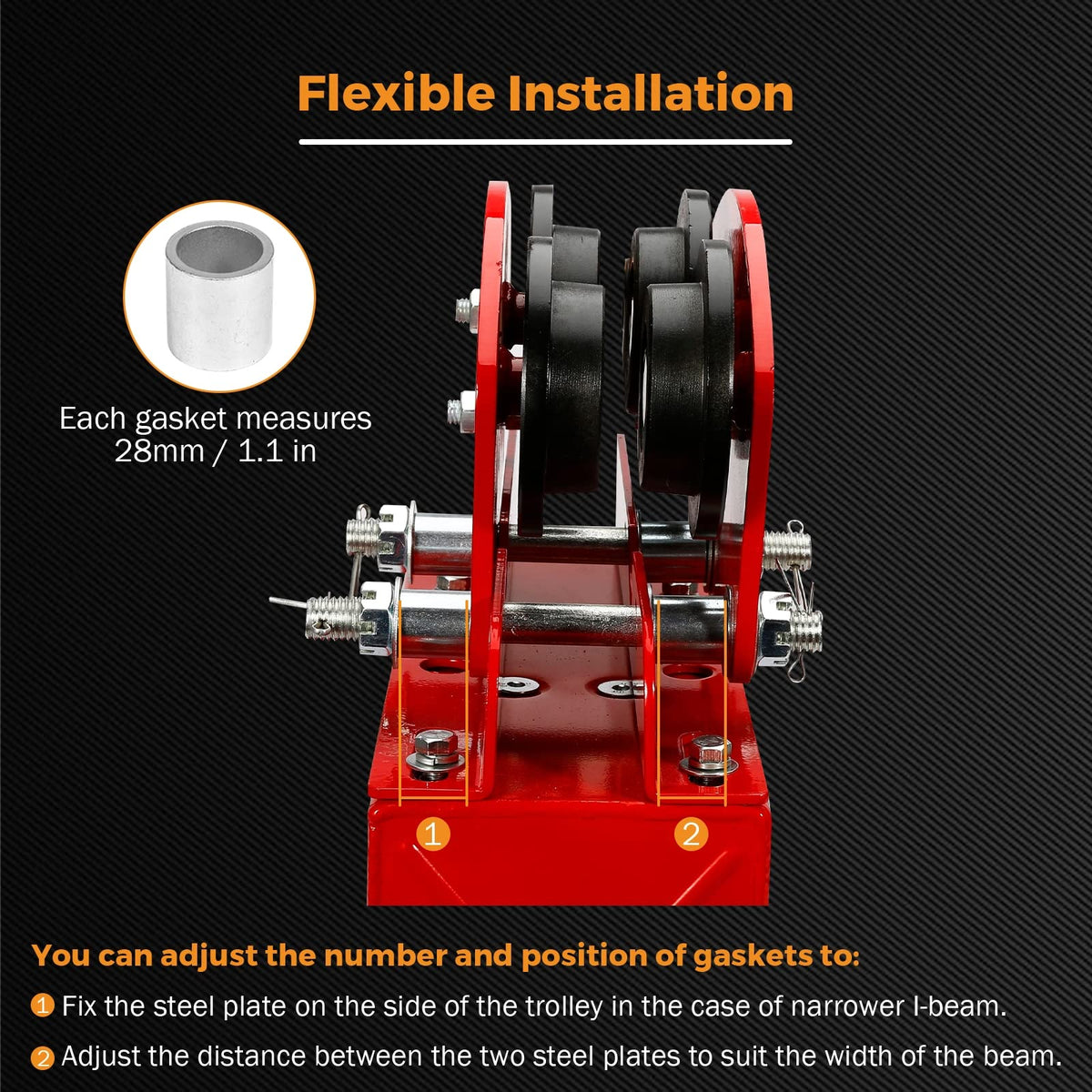 BEAMNOVA 1-Ton & 0.5-Ton Electric Hoist Manual Trolley for I-Beam