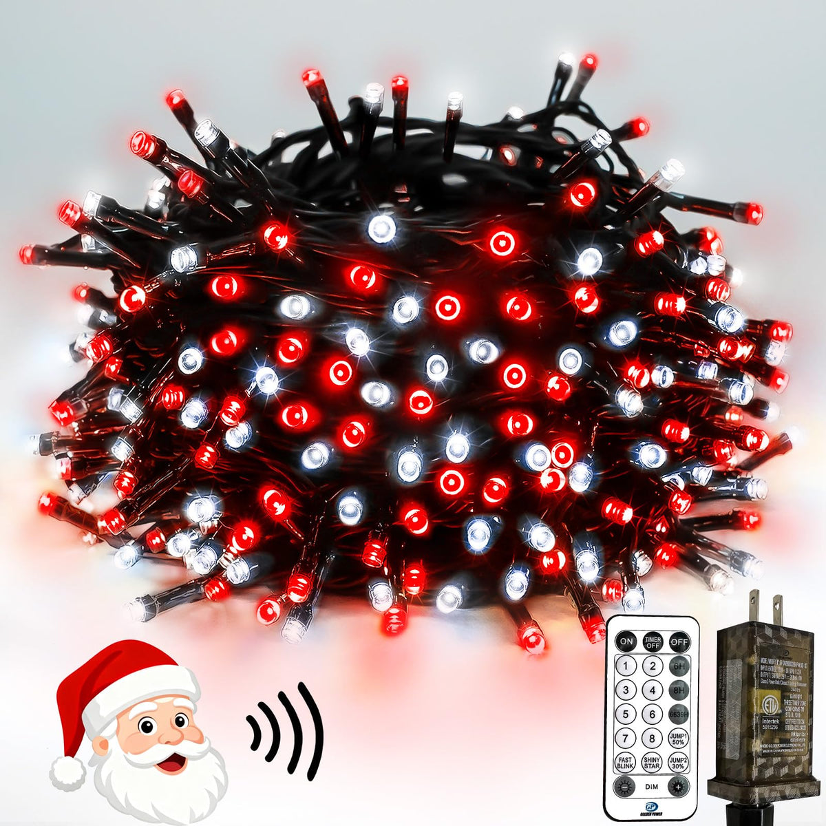 Voice Controlled Christmas Lights with Remote, 99 FT 300 LED String Lights Indoor Outdoor with 12 Modes 3 Timers, Dimmable Twinkle Light Plug in Waterproof for Xmas Tree Party Decor, Red and White