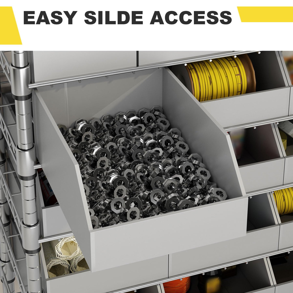 biosplot Heavy Duty Bin Rack, Storage Shelves with 20 Bins, Solid Steel Wire Shelving Storage Unit, Organizer for Garage, Warehouse, Office, Restaurant, Classroom, Kitchen, 31.7" x 16" x 55.6", Gray