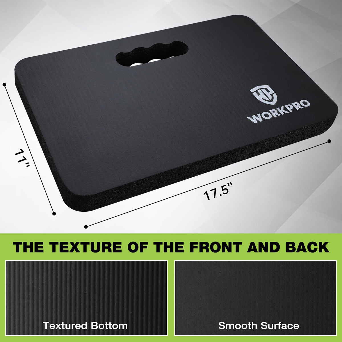 WORKPRO Extra Thick Kneeling Pad, Soft NBR Foam Cushioning for Knee, Large Foam Kneeler Mat for Gardening, Bathing Baby, Exercise, Workout Supplies, 17.5 x 11 x 1.5 in, Black