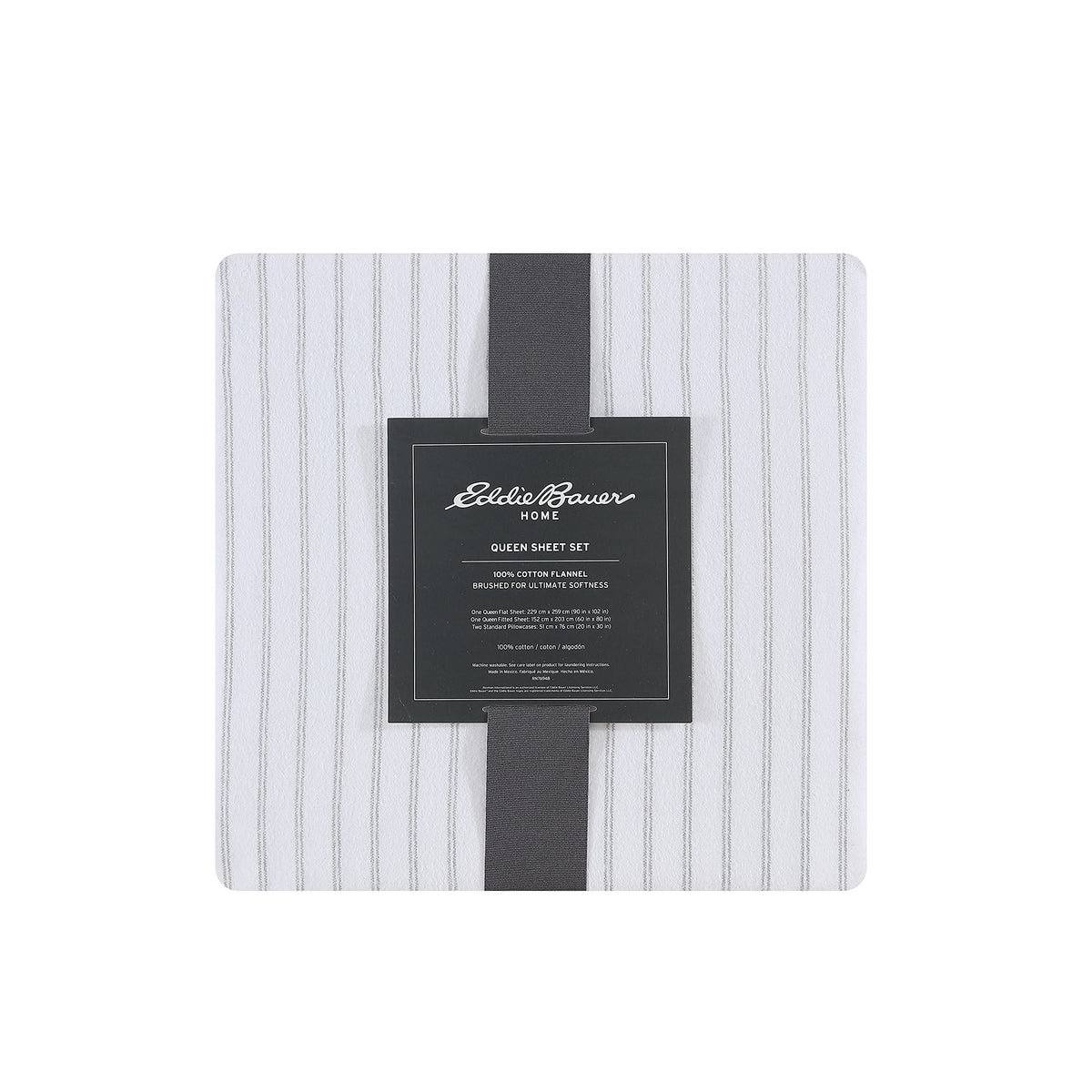 Eddie Bauer - Flannel Sheets King Size, Anti-Pilling & Wrinkle Resistant Cotton, Touchably Soft for All-Season Comfort - Bed Sheets with Matching Pillowcases & Fitted Sheet (Trail Stripe Grey)