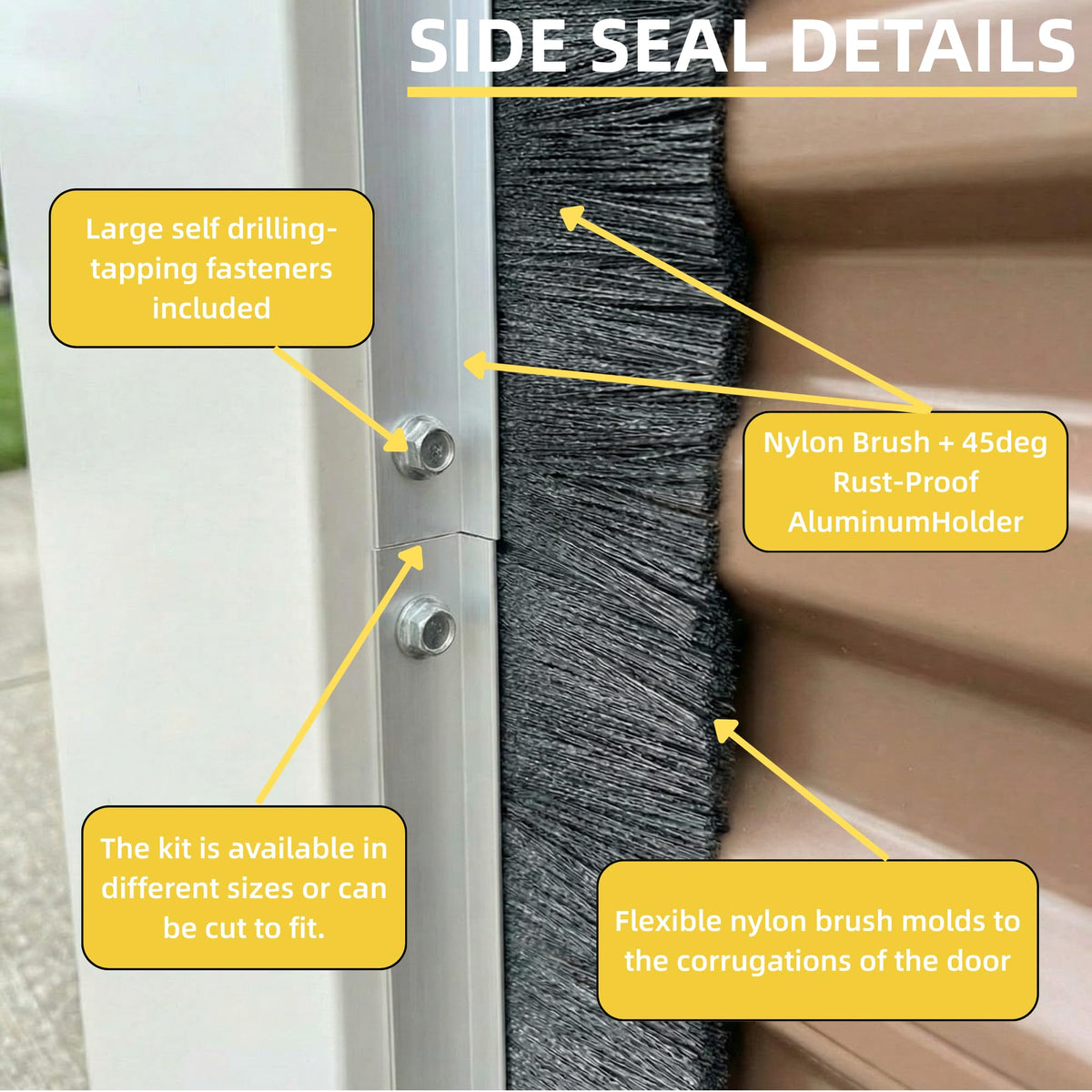 Mindoub 24 FT Garage Door Brush Seal Kit for 8'W X 8'H Doors, 3" High-Density Long Nylon Bristle with Pre-Drilled Aluminum Track, Complete Top and Side Weather Stripping for Roll Up & Sectional Doors