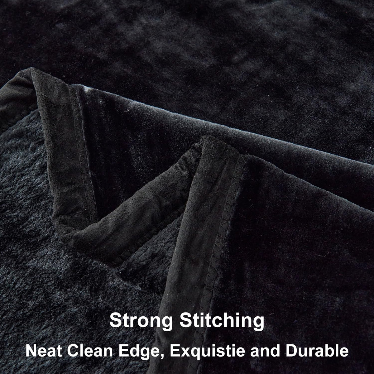 JYK Fleece Plush Blanket - 3.5 LB, 1 Ply Lightweight Korean Style Mink Blanket, Queen 79" x 91" - Super Soft, Warm & Cozy, Microfiber Bed Blanket for All Seasons, Black