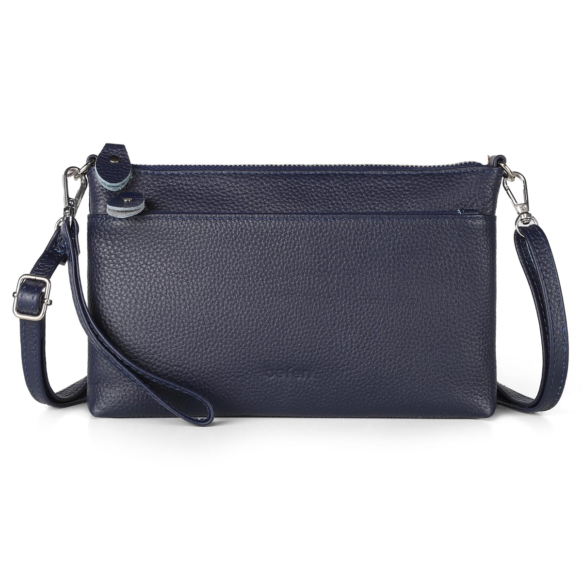 befen Leather Wristlet Wallets for Women, RFID Blocking Small Crossbody Bags, Women Leather Purses Handbags Shoulder Bag Trendy Clutch Purse with Adjustable Shoulder Strap and Wrist Strap, Navy Blue