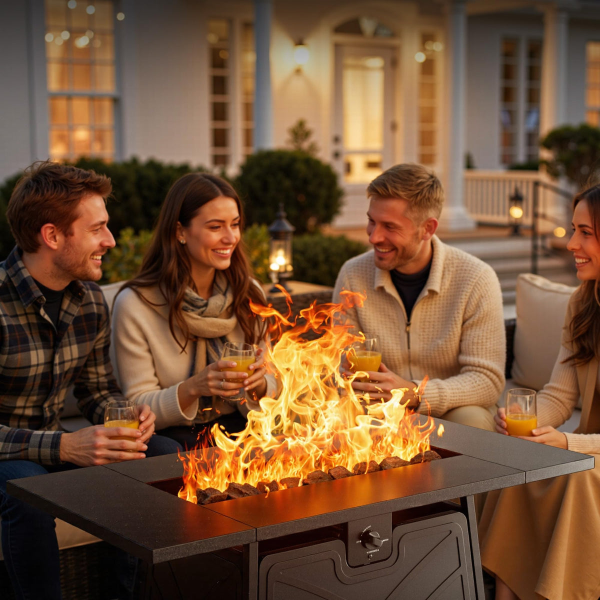 BALI OUTDOORS Propane Fire Pit Patio Outdoor Fire Pit Table Large Firepits for Outside Black