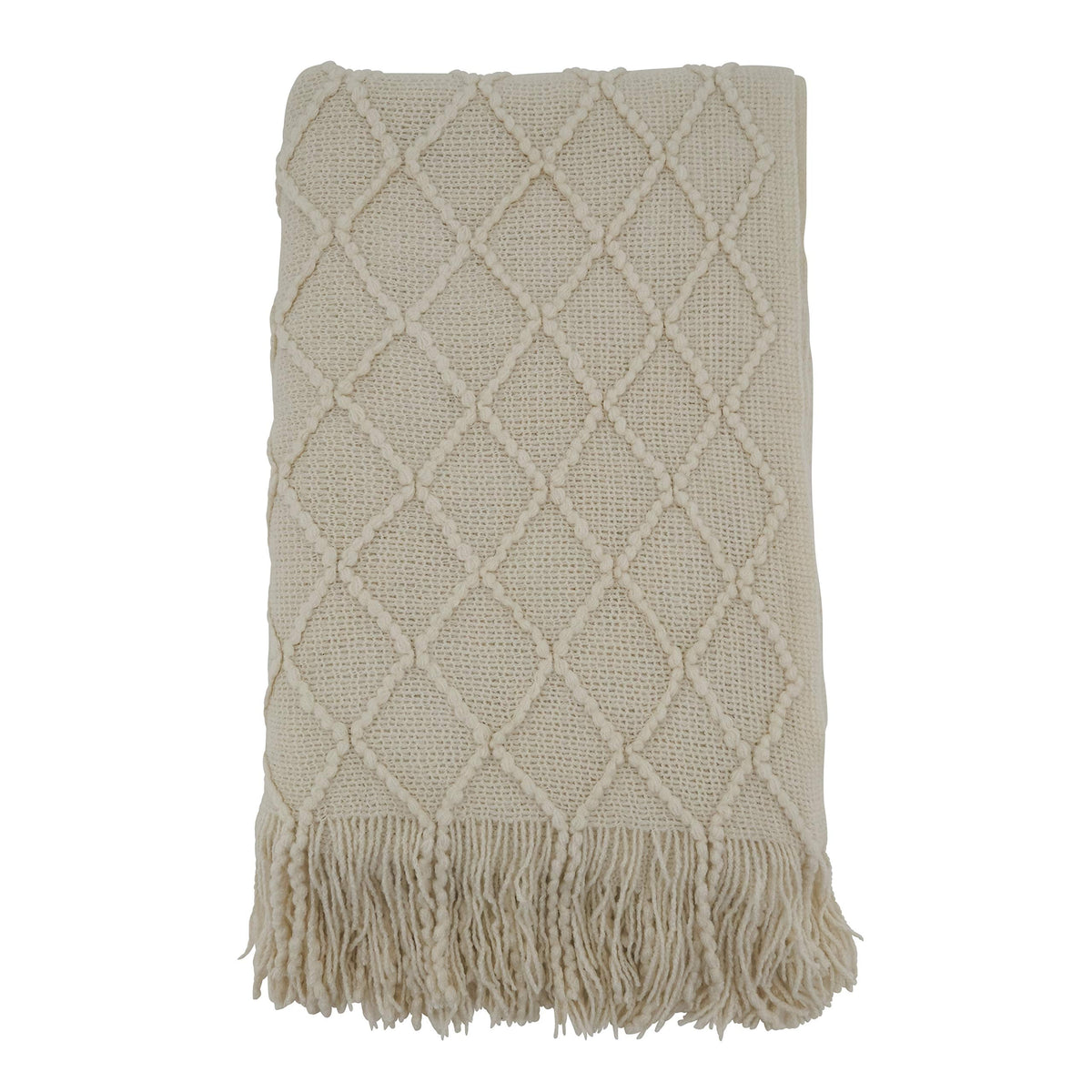 SARO LIFESTYLE Knitted Throw Blanket, Ivory, 50"x60" (TH401.I5060)