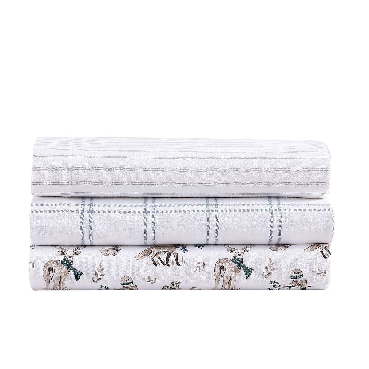 Eddie Bauer - Flannel Sheets King Size, Anti-Pilling & Wrinkle Resistant Cotton, Touchably Soft for All-Season Comfort - Bed Sheets with Matching Pillowcases & Fitted Sheet (Trail Stripe Grey)