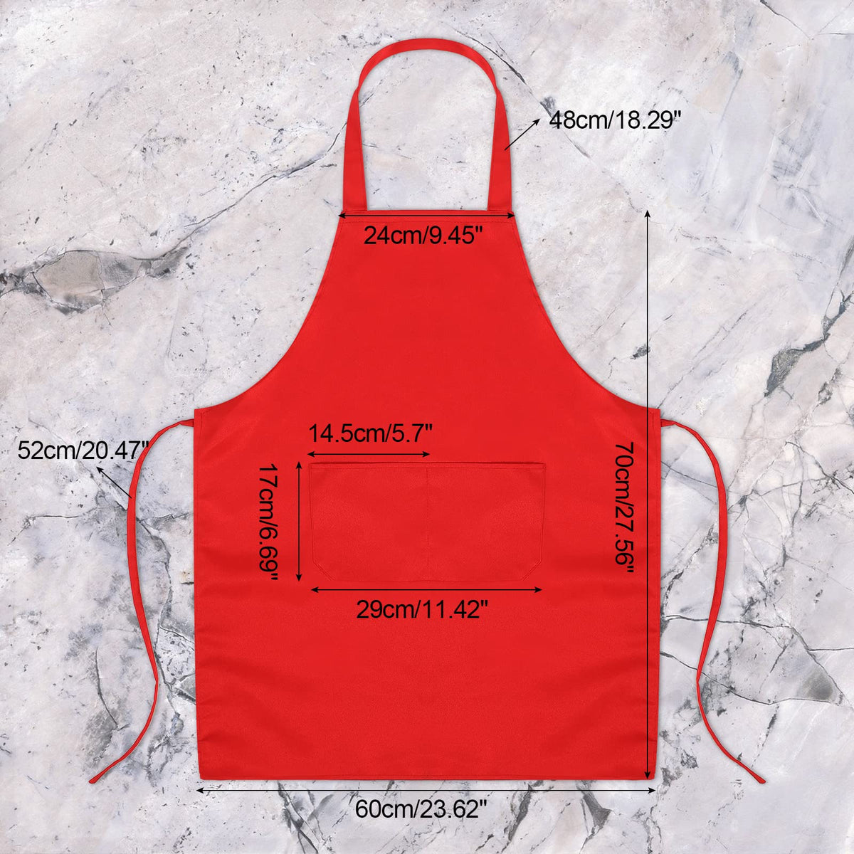 Syhood 18 Pack Bib Apron Bulk Unisex Plain Adjustable Apron with Pocket for Chef Cook Craft Kitchen Painting(Red)