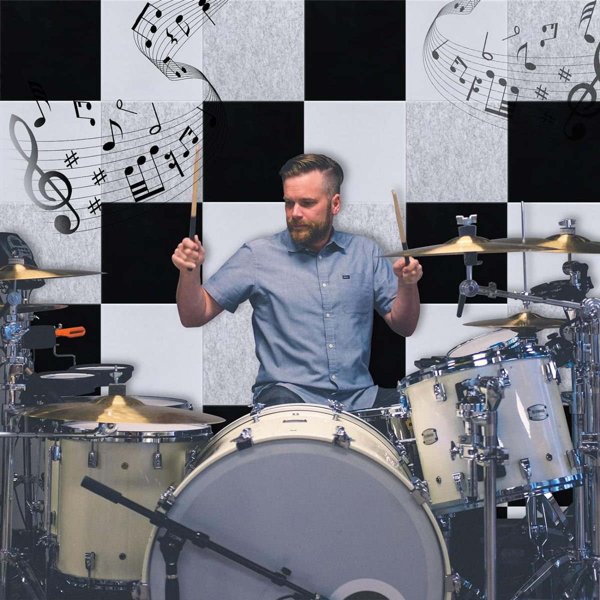 18 Pack Acoustic Panels-12"X12"X 0.4"Soundproof Wall Panels, White Sound Absorbing Panel,High-Density Sound Dampening Panels Acoustic Treatment for Home Studio