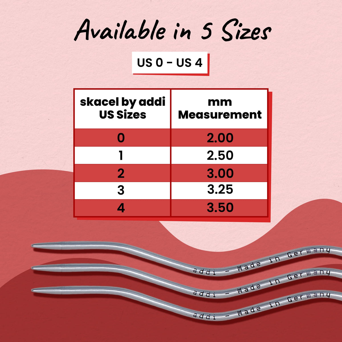 skacel by addi CraSy Snake Double Pointed Knitting Needles, 6 Inch (15.24 cm) Set of 5 Aluminum Knit Needle Kit, 3.5 mm (US Size 4)