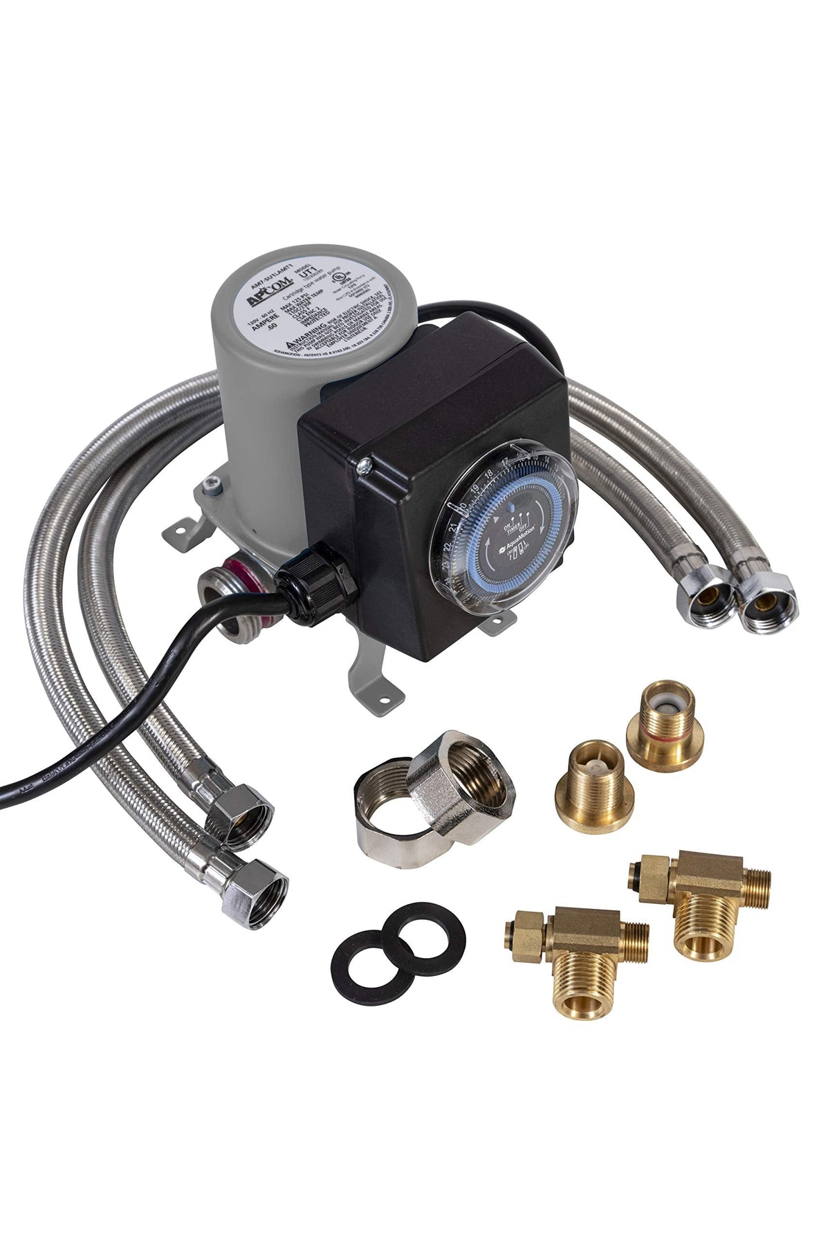 APCOM UT1 Automatic Hot Water Recirculation Pump For Under Sink - Instant Hot Water Recirculating System For Tank Type Water Heaters - Energy & Cost Efficient