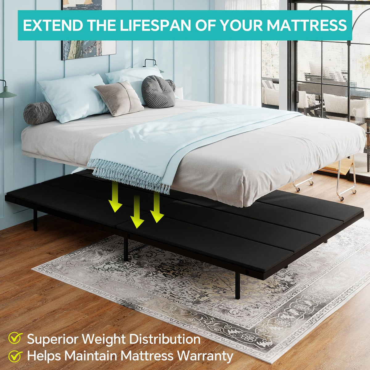 UINTAI Bunkie Board Queen Size (60"x80"), Anti-Sag Support Board for Slatted Bed Frame, Light and Thin, Moisture Resistant