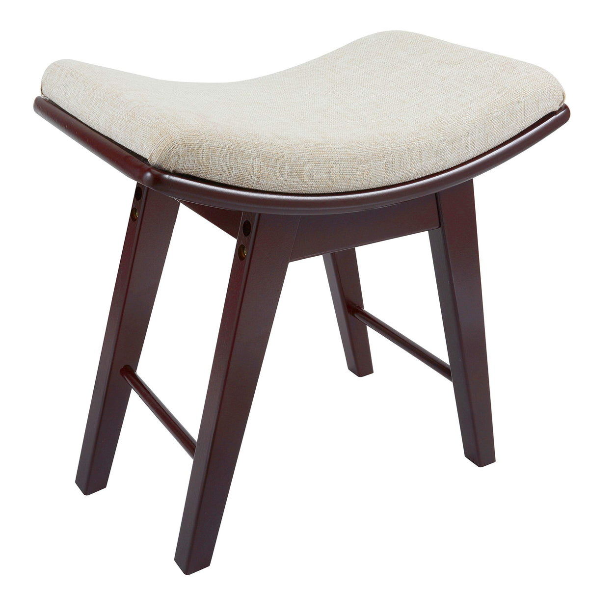 URFORESTIC Oak Wood Vanity Stool, Modern Makeup Dressing Stool with Concave Seat Surface,Capacity 300lb, Easy Assembly (Brown)