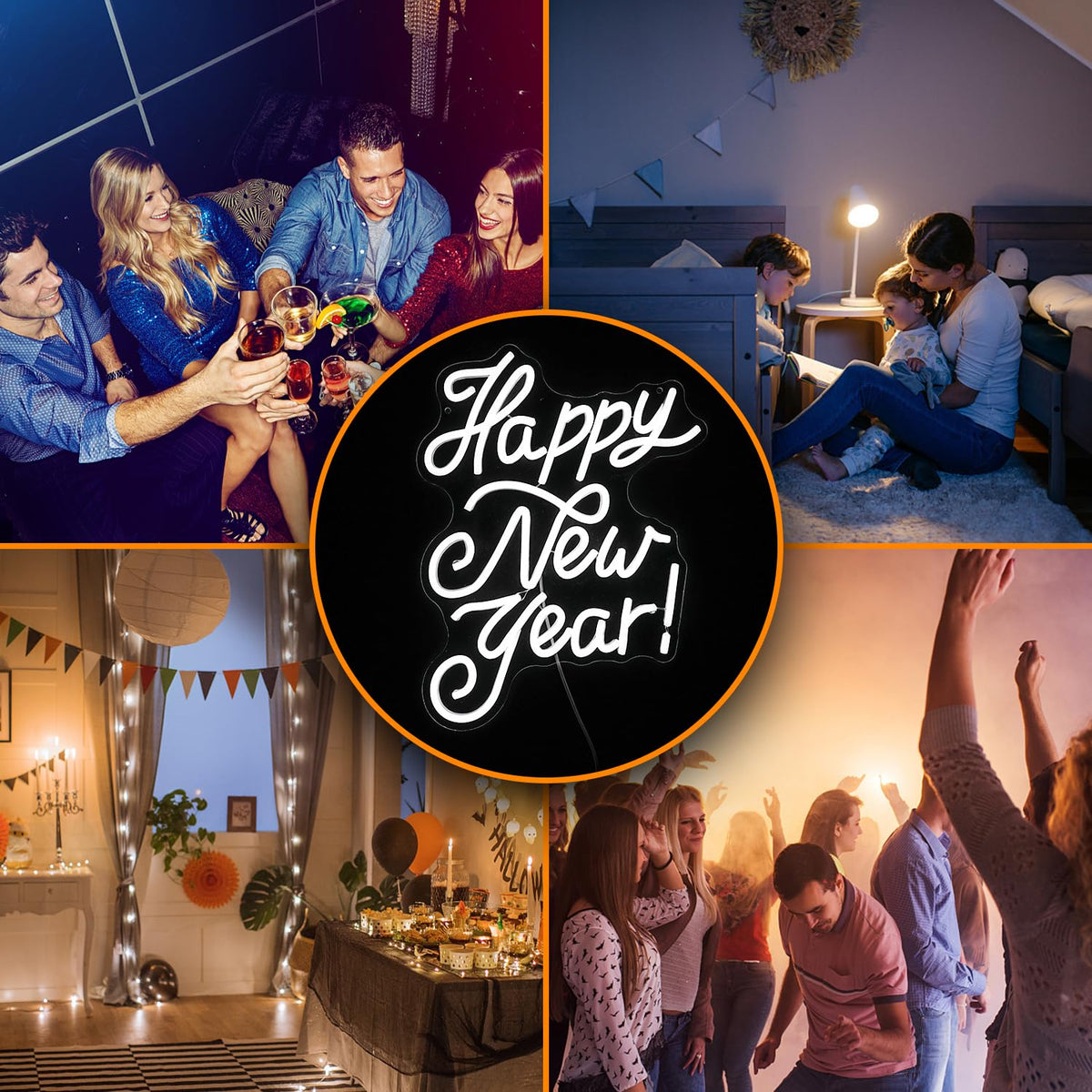 Happy New Year Neon Sign Led Spring Festival Neon Lights for Wall Decor Usb New Year Party Light Up Signs for Home Bedroom Christmas Business Decorations Gifts for Friends