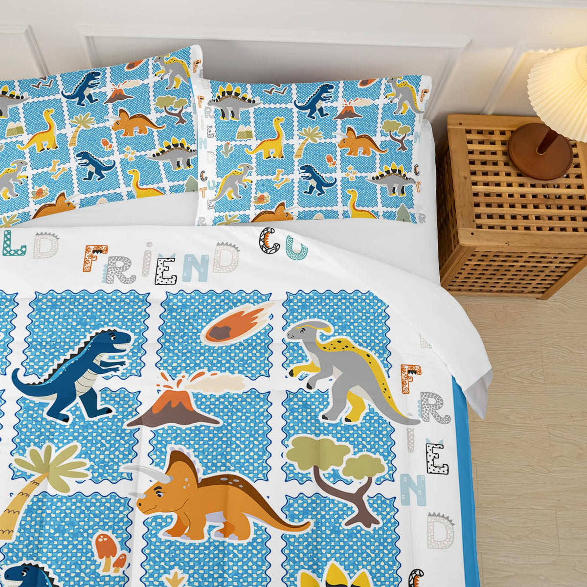 lneffble Twin Bed Comforter Sets for Boys Dinosaur，Dinosaur Bedding Set for Girls Teens Kids Boys Adults Room Decor,with 1 Comforter with 2 Pillow Case