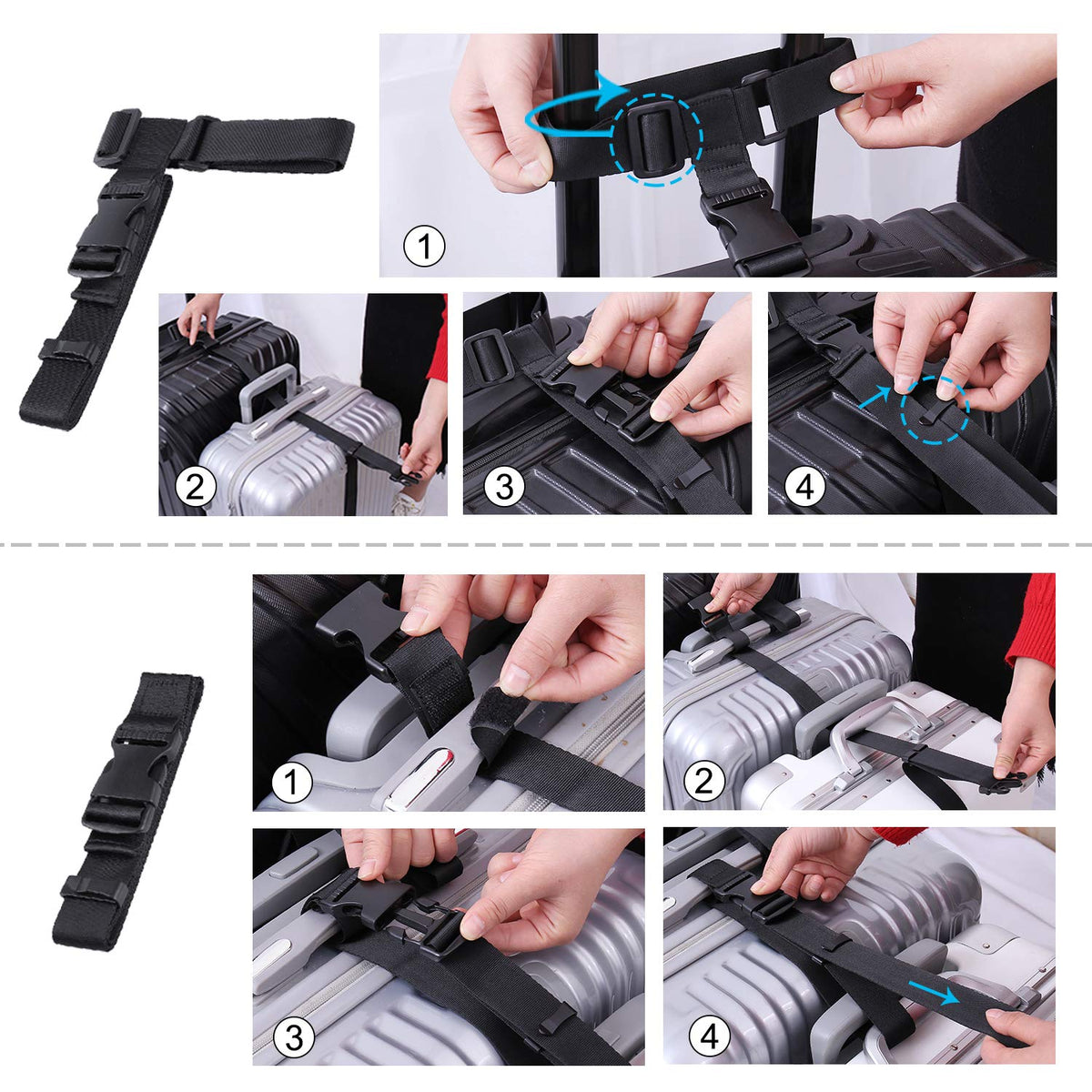 Vigorport Luggage Connector, Straps for Suitcase, Add A Bag Adjustable Attachment Accessories 1.25" Endless for Connect Your 3 Luggage Together-2 Pack