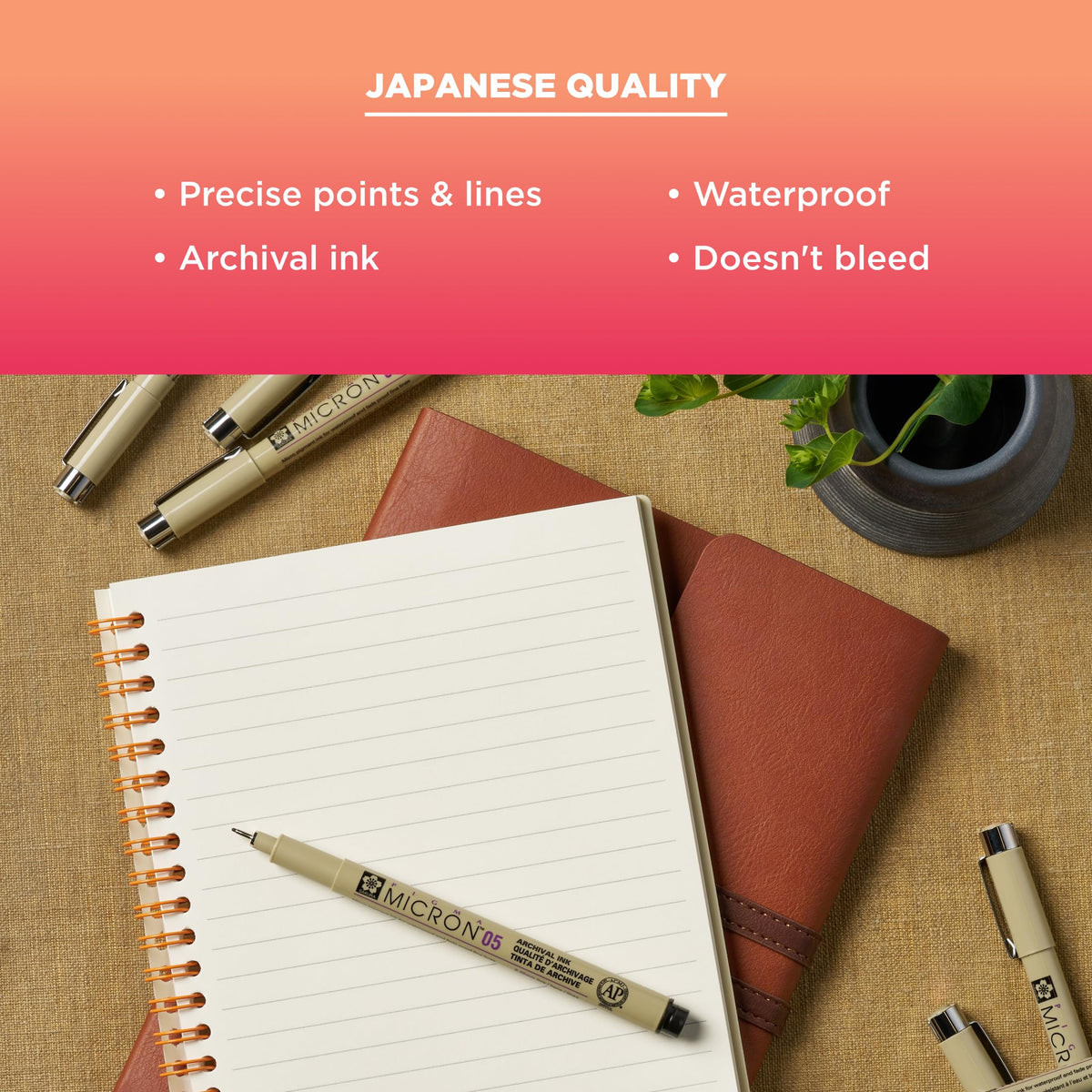Sakura Pigma Micron, Graphic & Brush Fineline Pens, Archival Black Ink, 8 PK 30067