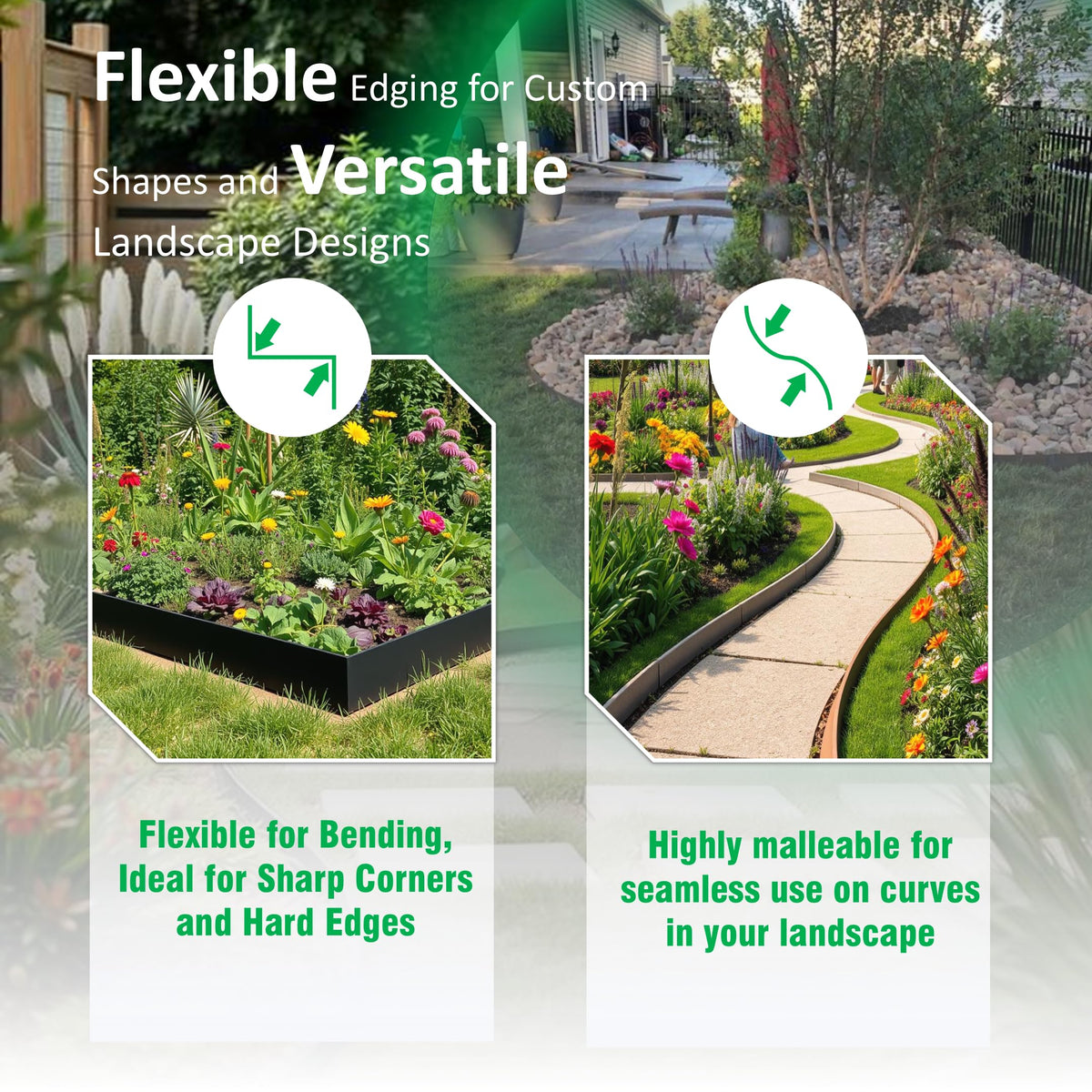 20ft (6-Pack) Cor-Ten Steel Landscape Edging – 40" x 8" Flexible Pre-Applied Rust Patina Garden Border