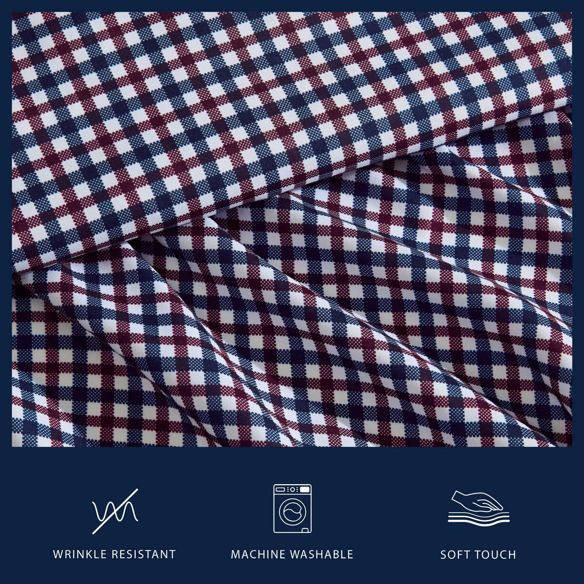Nautica - Twin Size Sheet Set, Microfiber Bedding with Deep Pocket Fitted Sheet, Bed Sheets with Matching Pillowcase, Heritage Plaid Blue