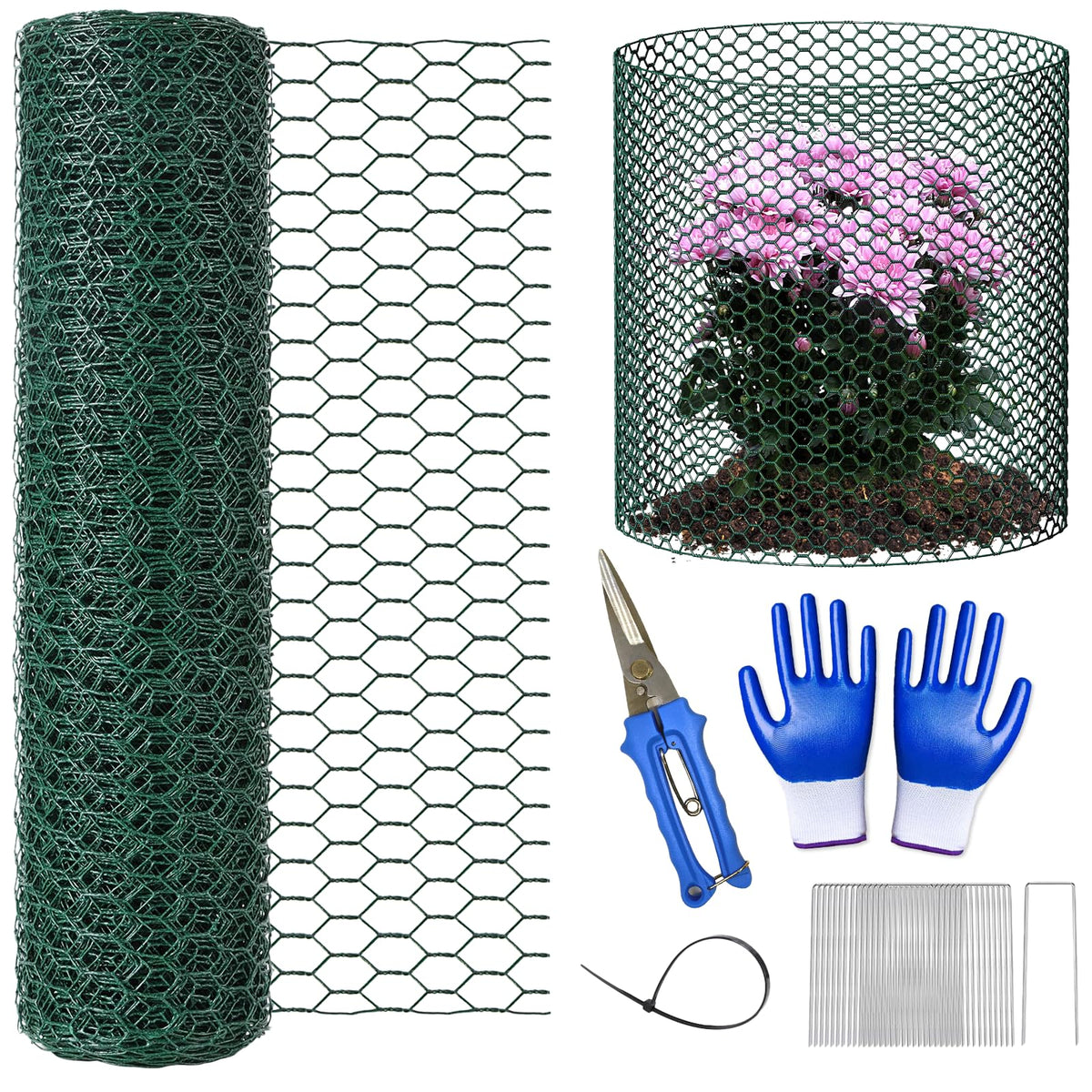 32.8Ft x 16In Plant Protectors from Animals, Metal Plant Chicken Wire Cages Covers Garden Netting for Outdoor Plants to Keeping Rabbits Squirrels Chicken Animals Out