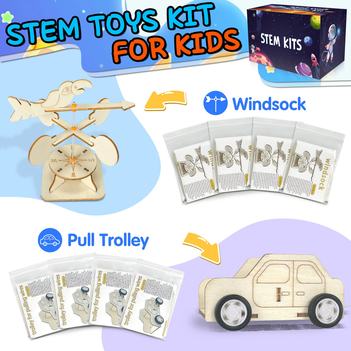 kortes 24Pack STEM Kits for Kids Classroom, Science Building Project Craft for Ages 8 9 10 11 12, 3D Wooden Model Kit, STEM Toys for Boys Girls Birthday Gifts Party Favors School Exchange Gifts