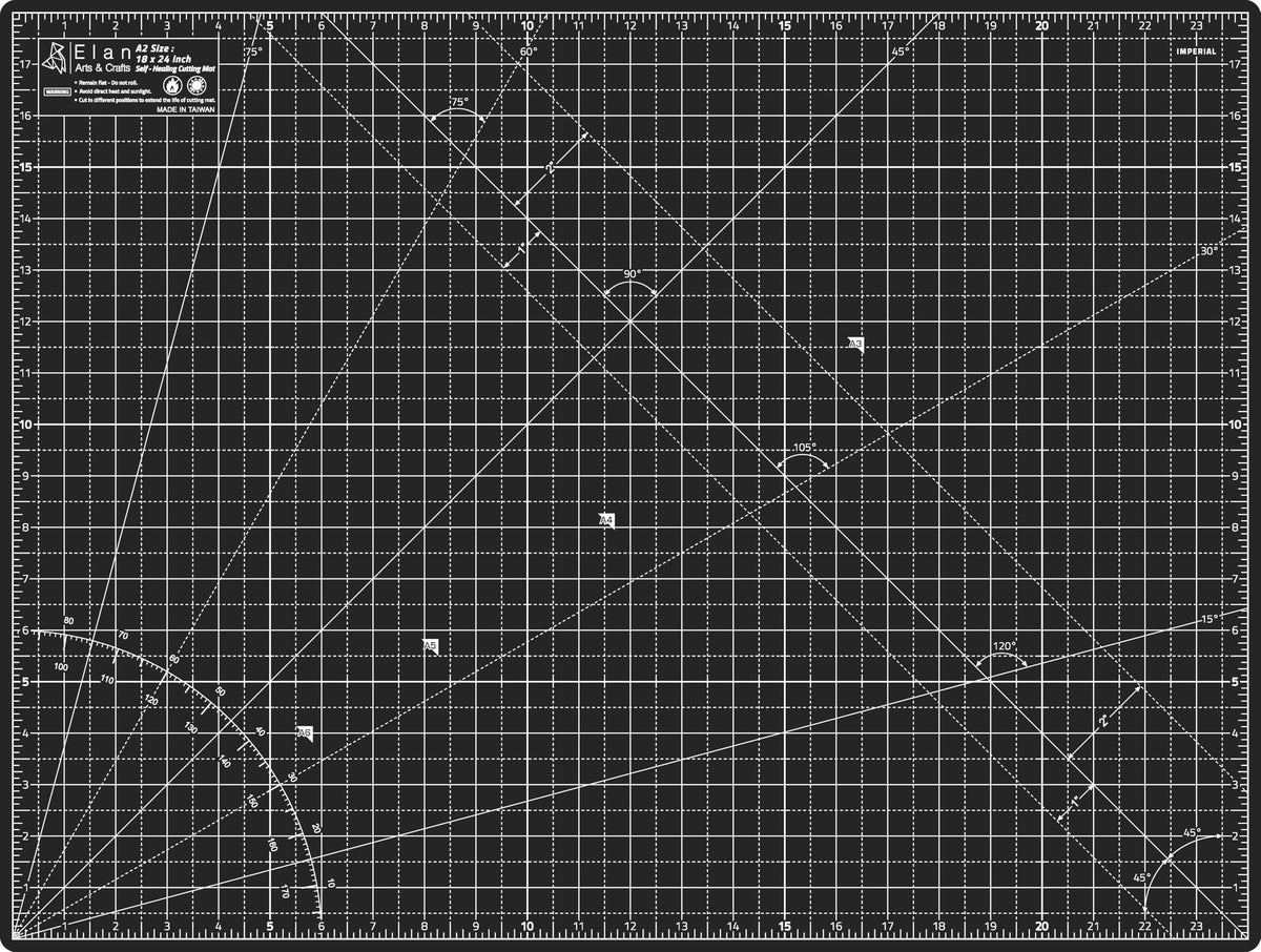 Elan Cutting Mat A2 Black & Taupe, Self Healing Cutting Mat 18x24 Inch, 5-Ply Craft Board Black, Hobby Board for Crafts 18x24 Inch