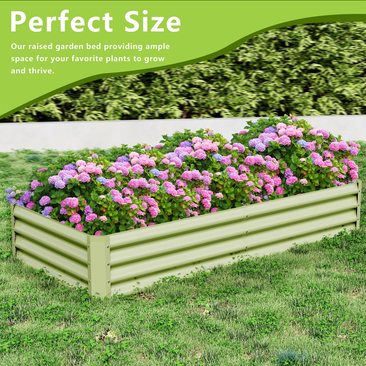 Ayen Guard 2PCS 6x3x1FT Galvanized Raised Garden Bed, Galvanized Planter Raised Garden Boxes Outdoor, Large Metal Raised Garden Beds for Vegetables-Green