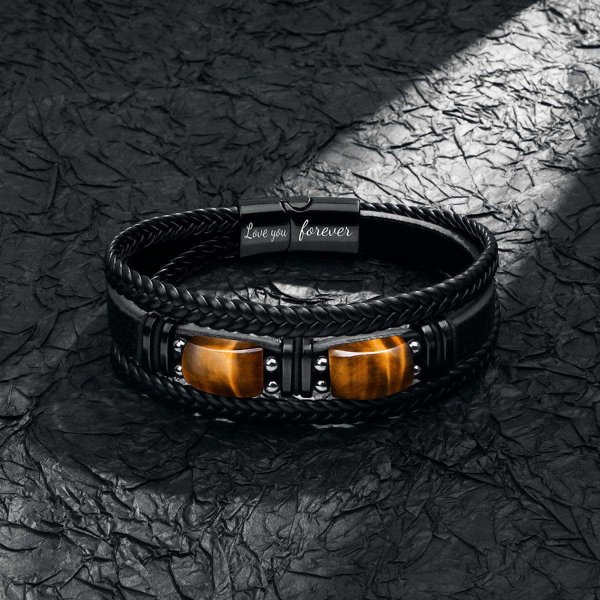 JoycuFF Gift for Boyfriend from Girlfriend to My Love Leather Bracelet for Men Love You Forever Birthday Anniversary Present Thank You Gift