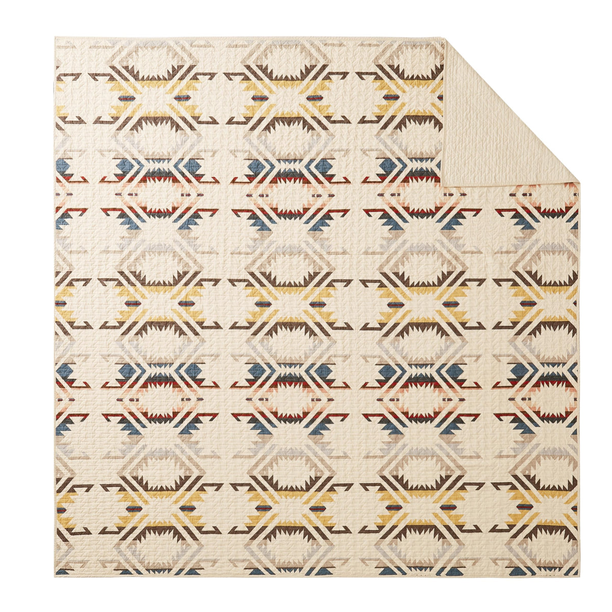 Pendleton White Sands Queen Quilt Bedding Set with 2 Pillow Shams, Luxury Cotton Quilt, Lightweight Quilted Bedspread or Coverlet, Western Bedding, Machine Washable, Full/Queen, Beige Diamond Print