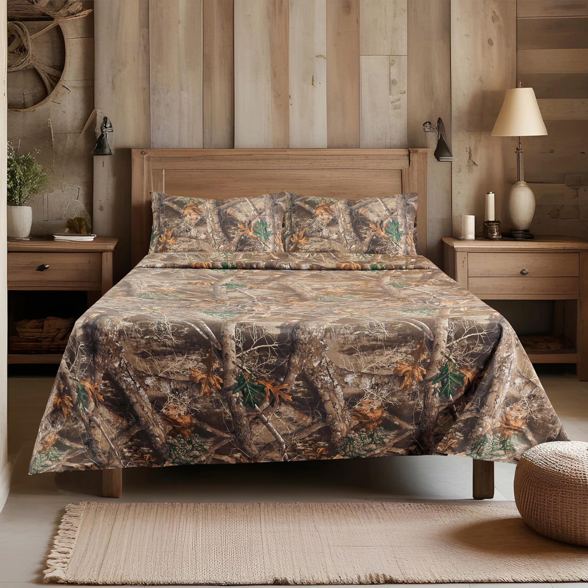 VISI-ONE Realtree Edge Queen Camo 4 Piece Sheet Set – Lightweight, Cooling, Wrinkle-Free Microfiber 13" Deep Pockets Sheets, Unisex Rustic Western Farmhouse Style Made to Complement All Living Spaces