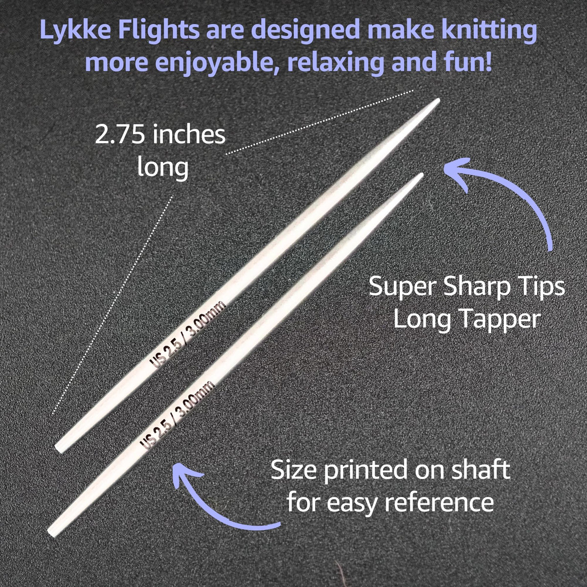 Lykke Flight 3.5 in. Mini Set US Sizes 0, 1, 1.5, 2, 2.5 Interchangeable Circular Knitting Needles for Lace, Fingering, Sock, Baby Yarn, Stainless Steel, 3 Cords, Denim Case, Project Bag