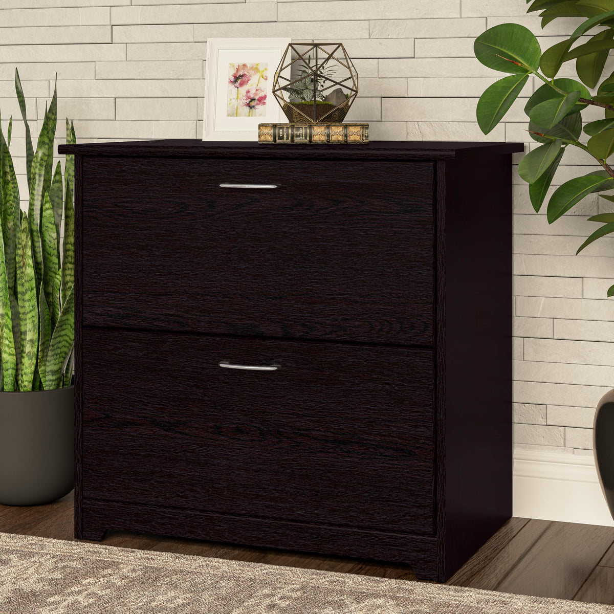 Bush Home Cabot 2 Drawer Lateral File Cabinet in Espresso Oak, Home Office Chest for Letter, Legal, and A4-size Document Storage