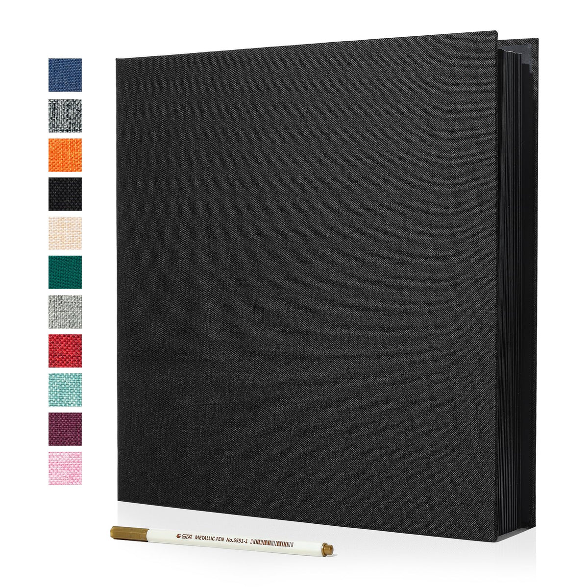 Spbapr Large Photo Album Self Adhesive Linen Cover Magnetic Scrapbook Album DIY Scrap Book 40 Black Sticky Pages for 3x5 4x6 5x7 8x10 Pictures with A Metal Pen