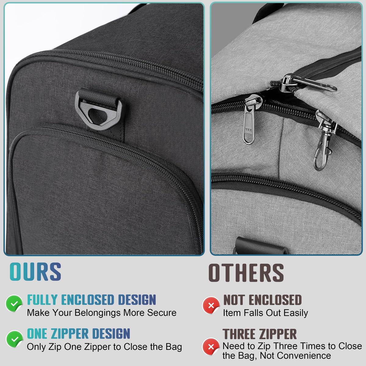 HILOMON Convertible Duffle Bags for Travel Carry On Suit Duffle Bags with Shoulder Strap 2 in 1 Hanging Garment Duffle Bag for Men Women (Black Mesh Storage)