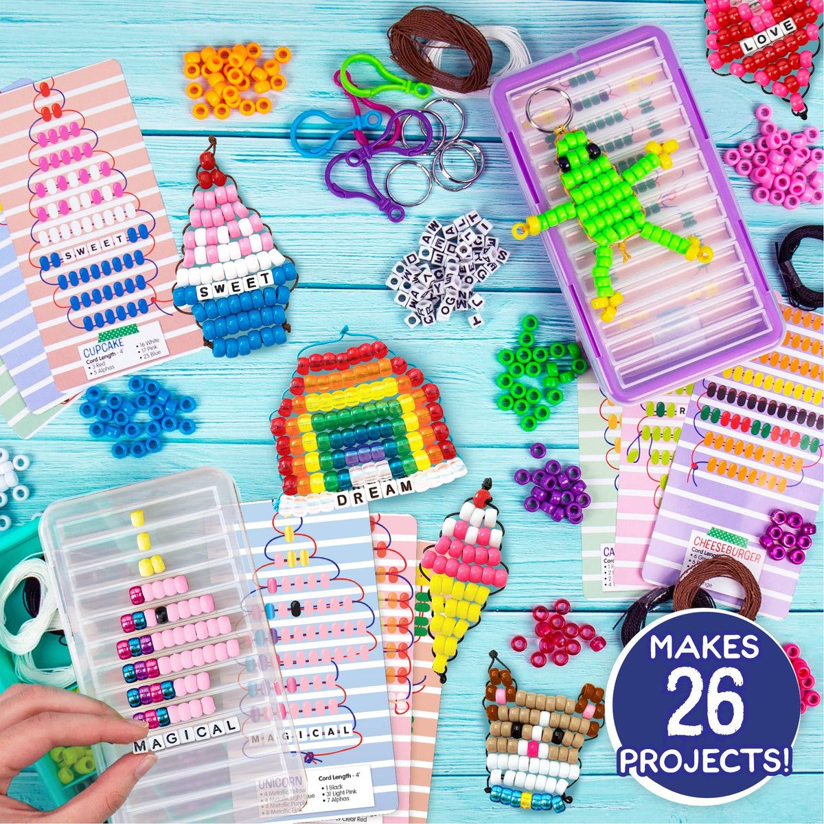Made By Me Ultimate Bead Pets by Horizon Group USA, Bead Pets Crafts for Kids, Includes Over 1400 Beads, Cording, Keychains & Carabiner Clips, Design Templates, Storage Cases & More