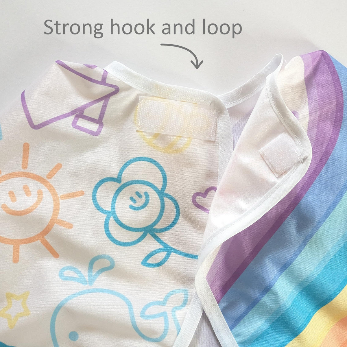 Madrona Brands Rainbow Doodle Full Long Sleeve Waterproof Toddler Art Smock | Crafts Cover, Paint Apron, Baby Bib | Fits Kids 1-3 Years