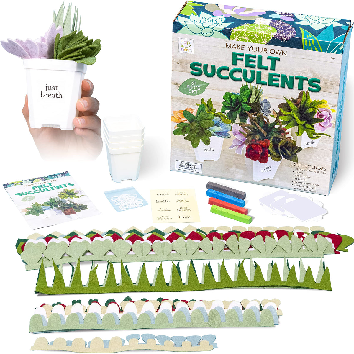 Hapinest DIY Potted Felt Succulents Craft Kit for Adults Women Teens and Seniors, Arts & Crafts for Ages 6 Years and Up