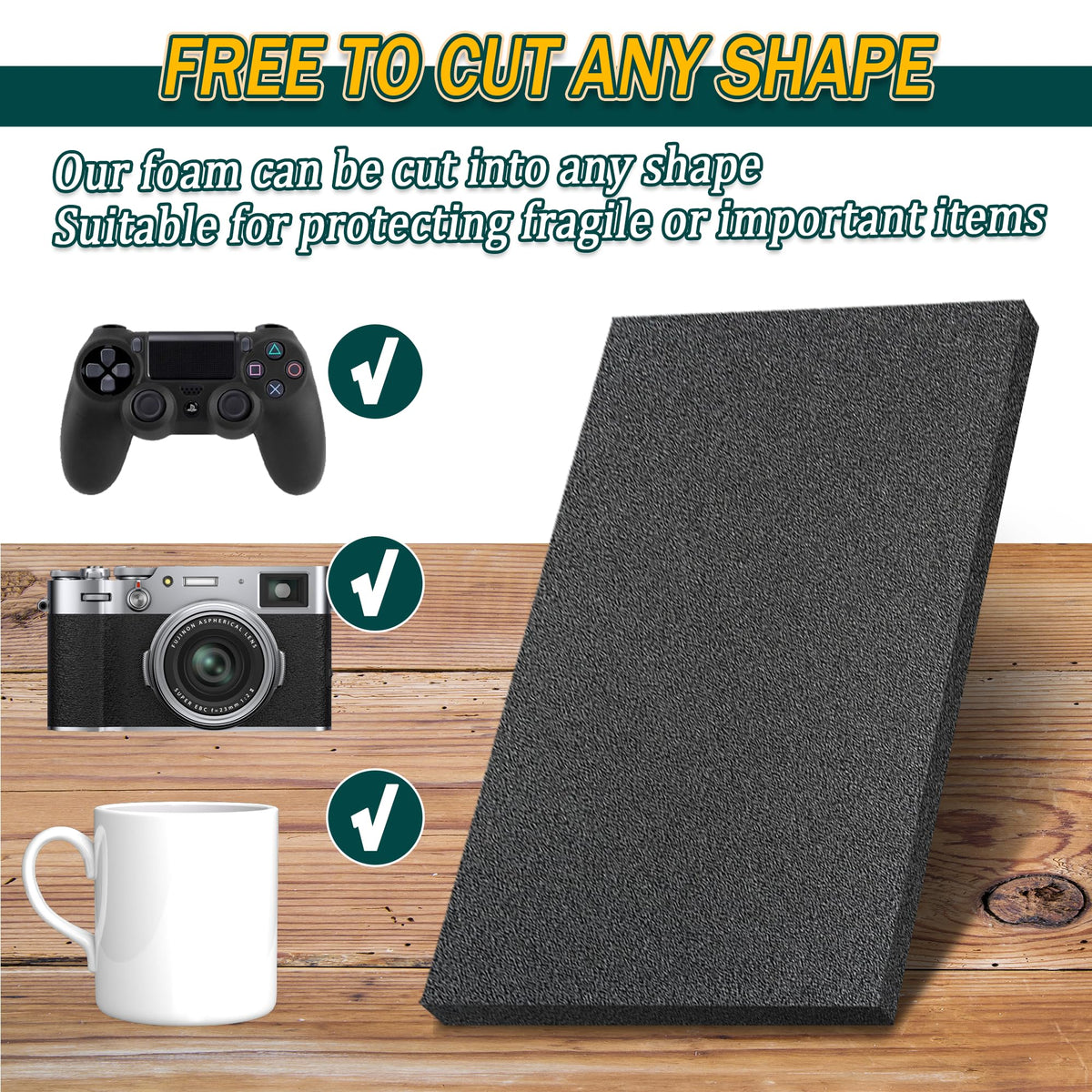 Polyethylene Foam Pads for Packing Foam Sheets Black Cuttable High Density Cushioning Inserts Protective Foam for Packing Cases and Crafts- 16" X 12" X 0.4"- 6 Pack