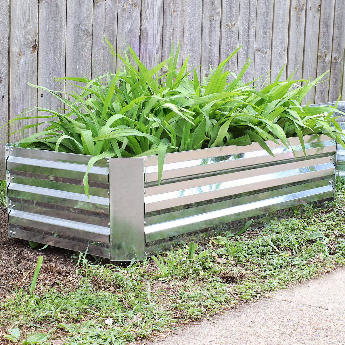 Sunnydaze Galvanized Raised Garden Bed Kit - 4x2x1 ft Outdoor Raised Garden Bed - Metal Planter Box for Vegetables, Flowers, Herbs - Silver - 4' x 2' Rectangle